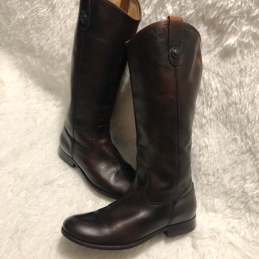 FRYE Melissa Button Leather Riding Boots. - Picture 3 of 14